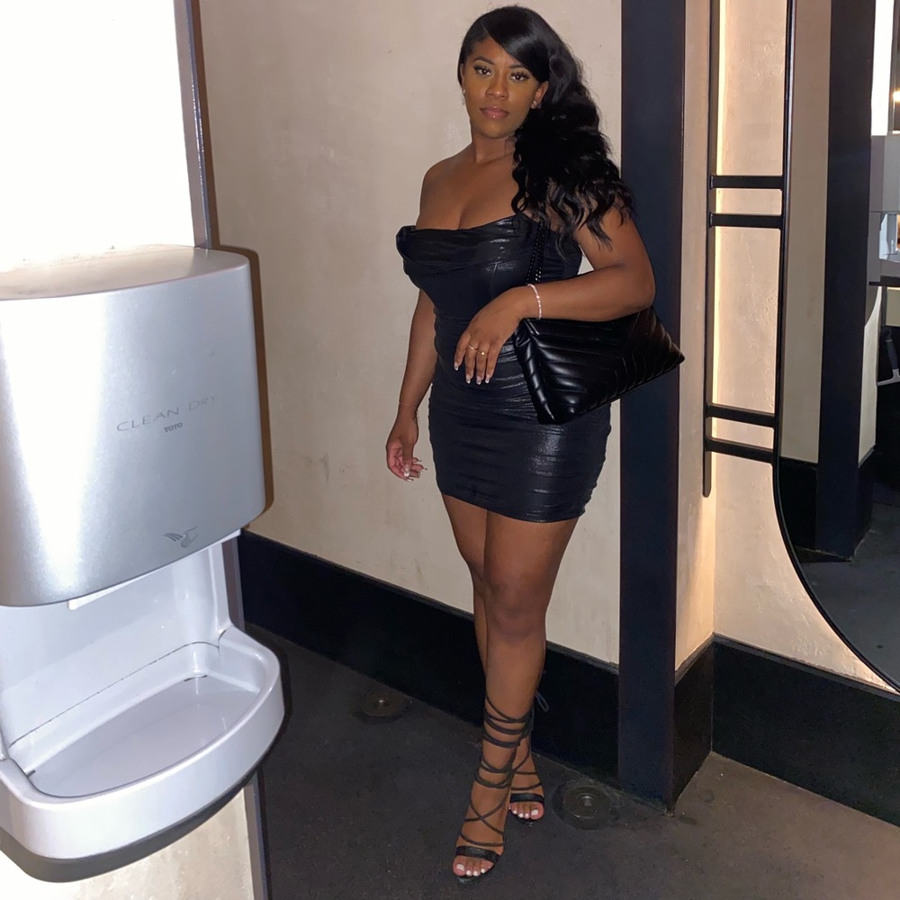 Oh Polly WRAPPED IN LOVE Bustier mini dress in Black